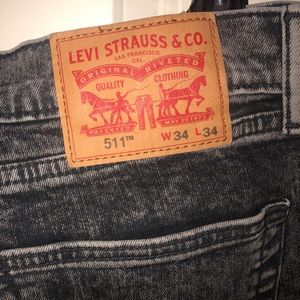 MENS Levi’s Faded Black Acid Washed Denim Jeans 34